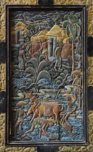 Southeast Asia Wood Panel with Colorful Pigment