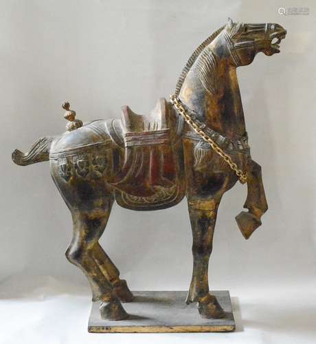 Monumental China Carved Wood Horse