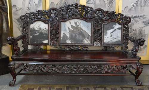 Large Chinese Rosewood Settee