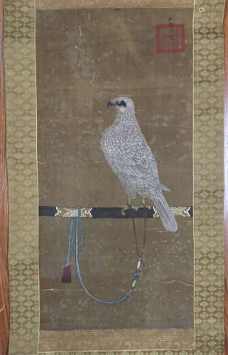 佚名（鹰） 日式装裱绢本立轴