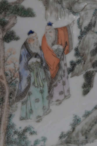 Chinese Porcelain Plaque with Elder Scene