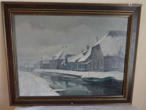 《Winter landscape》Cor van Oel (1899-)