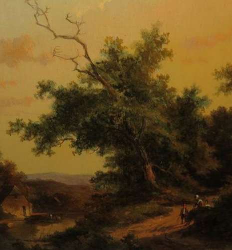 《Landschap met figuren》J.E. Morel de Jongere (1835-1905)
