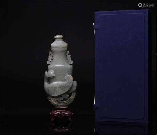 Antique Chinese Celadon Jade Vase