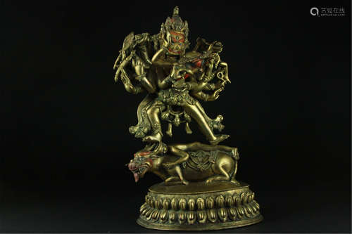 Vintage Tibetan Bronze Gilt Bronze Figure