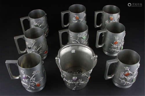 Antique Set of Chinese Pewter Vessels