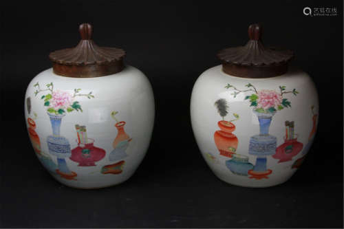 Antique Pair Of Chinese Jars