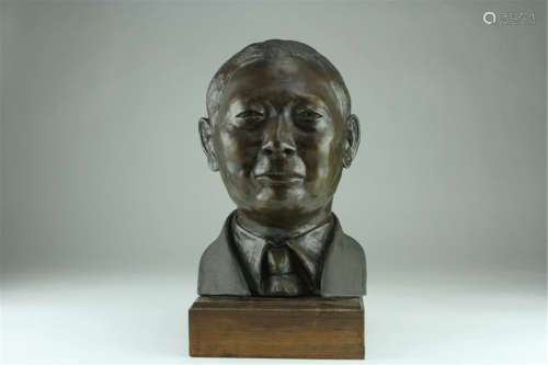 Antique chinese Bronze Head Statue of an Old man