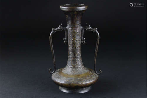 Antique Chinese Bronze Bottle Vase