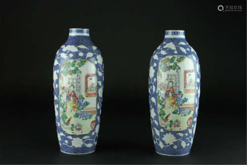 Antique Pair of Chinese Export Vases