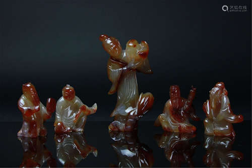 Antique Five Chinese Agate Carvings