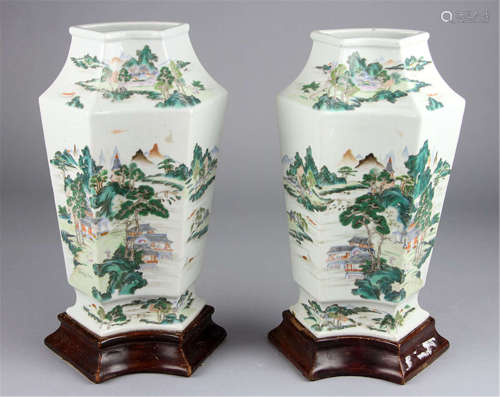 Antique Pair of Chinese Famille Rose Vases
