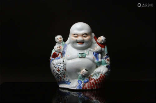 Antique Chinese Famille Rose Laughing Buddha