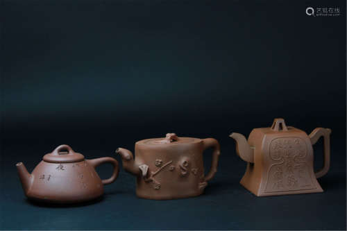 Antique Lot of three Yinxin Teapots