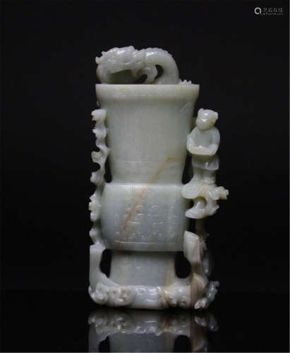 Antique Chinese Jade Gu Vase