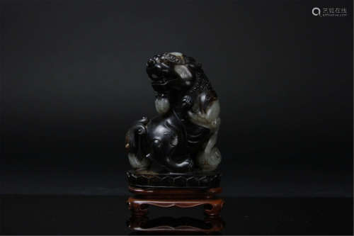 Antique Chinese Black and White Jade Carving