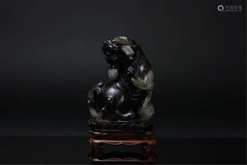 Antique Chinese Black and White Jade Carving