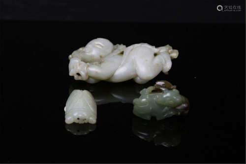 Vintage Chinese Lot of Three Jade Articles