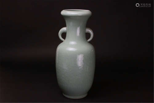 Chinese Celadon Vase With Elephant Handle