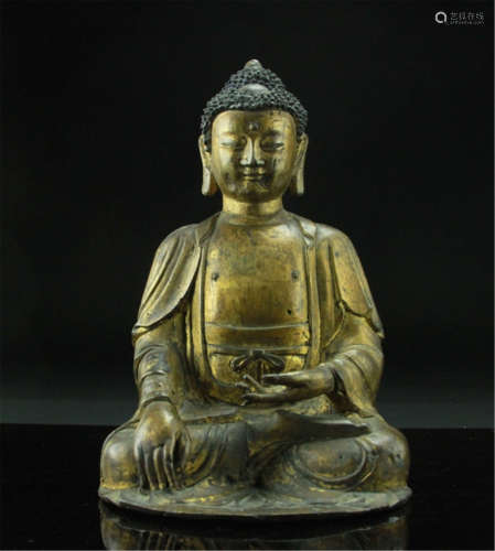 Antique Gorgeous Chinese Gilt Bronze Buddha