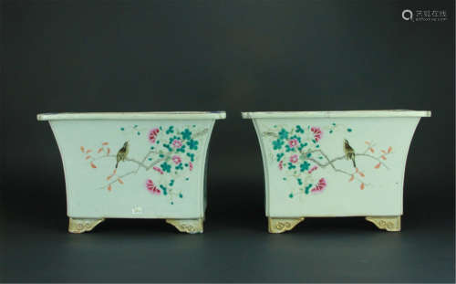 Antique Pair of Chinese Porcelain Planters