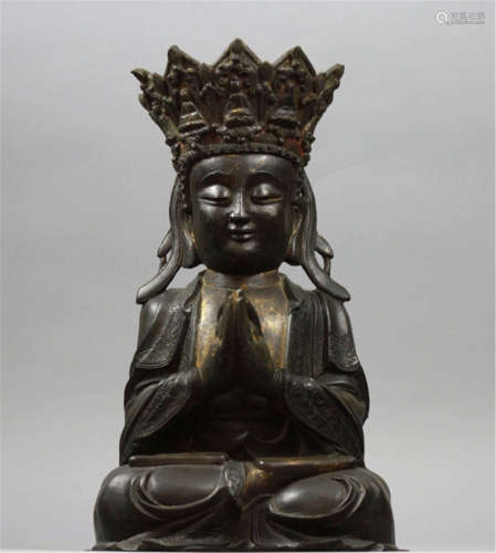 Antique Chinese Gorgeous Bronze Buddha H: 21 1/2