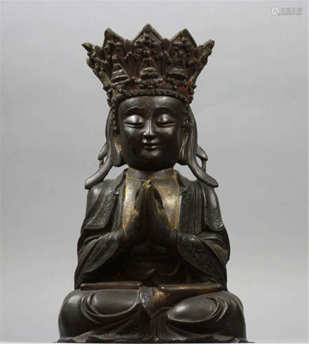 Antique Chinese Gorgeous Bronze Buddha H: 21 1/2