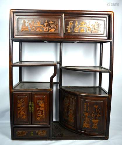 Chinese Hard Wood Cabinet with Huangyangmu Inlay