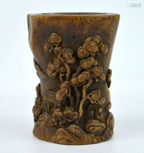 Qing Dynasty Chinese Carved Fragrant Wood Bitong