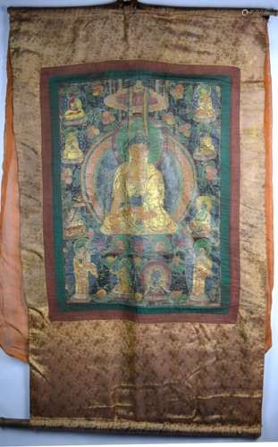 Chinese Tibet 18th/19th C Thanka on Fabrics