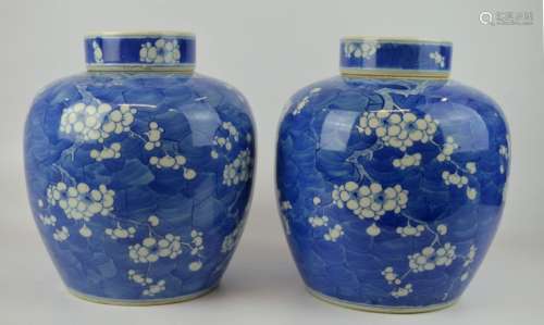 Good Pr. Late Qing Chinese Hawthorn Jars & Covers