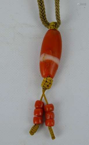 Old Tibet Carnelian Bead on Necklace Rope