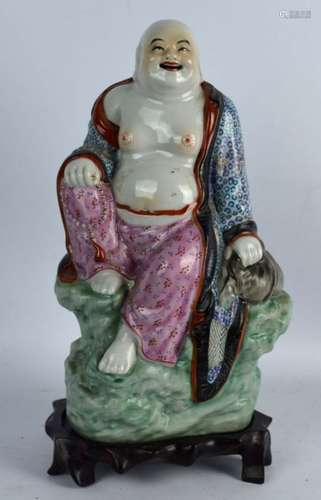 Chinese Republic Enameled Porcelain Hotai Buddha