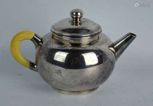 Heavy Chinese Silver Small Teapot and Cover