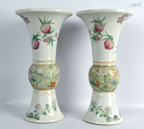 19th/20th C Pr. Chinese Enameled Porcelain Gu