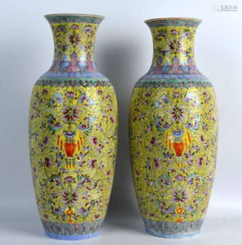 Good Pr. Chinese Eggshell Enameled Porcelain Vases