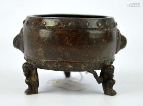 Qing Dynasty Chinese Bronze Censer, Monkey Legs