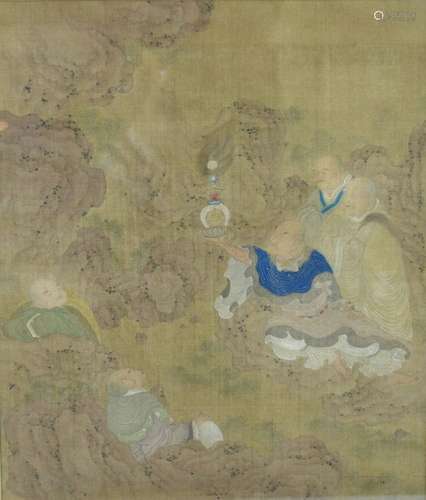 18th C or Earlier Chinese Buddhist Painting, Silk