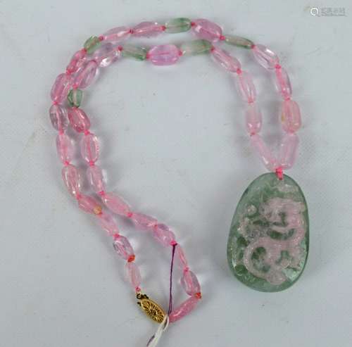 Chinese 2 Color Watermelon Tourmaline Pendant