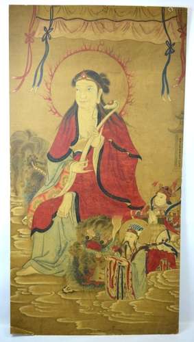 Antique Chinese Religious Wall Painting on Paper