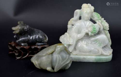 3 - Antique Chinese Carved Jade Figures