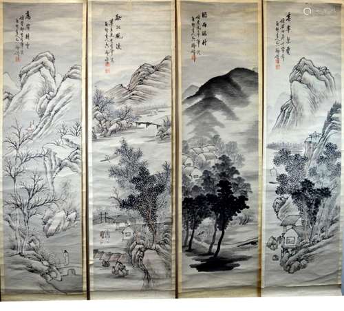 Set of 4 - Chinese Landscapes of the 4 Seasons