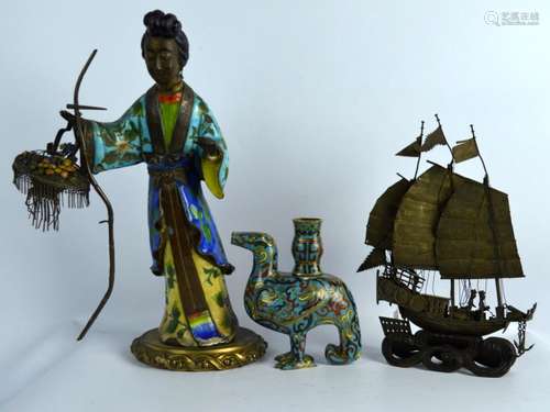 3 Unusual Antique Chinese Metal Figures