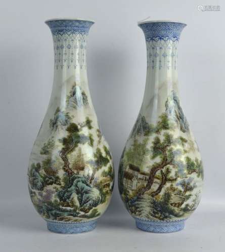 Opposing Pr. Chinese Enameled Porcelain Vases