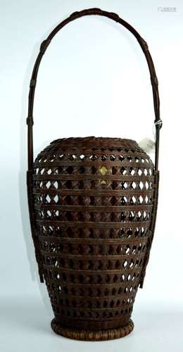 Signed 19th C Japanese Ikebana Bamboo Basket