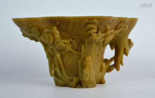 Qing Dynasty Chinese Carved Soapstone Libation Cup