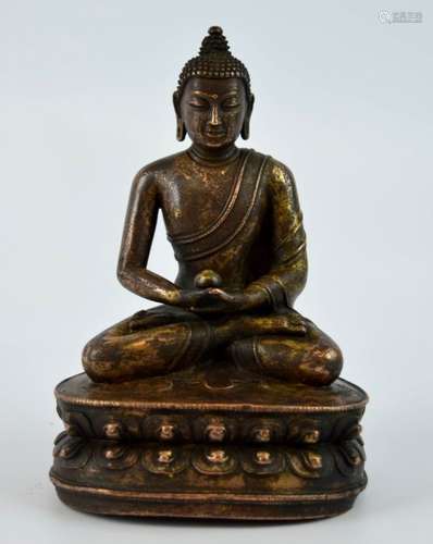 17thC or Earlier Tibet Gilt Bronze Medicine Buddha