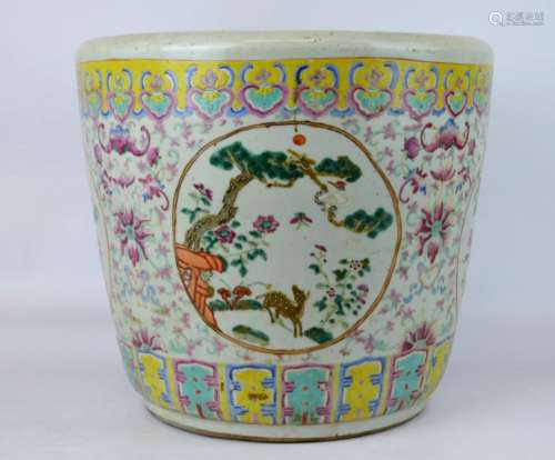19th C Chinese Enameled Porcelain Planter