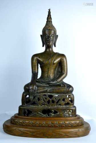 Large Antique Asian Cast Bronze Seated Buddha