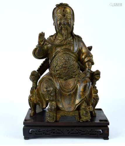 Antique Chinese Bronze Seated Guandi